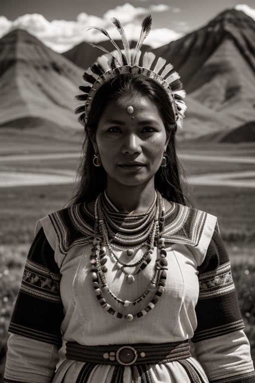 coya woman, from the bolivian highlands, folkloric dress of bolivia portrait, vintage, desaturated colors ,hd,8k, masterpiece, one light, realistic photography, hasselblad, raw, hiperrealism, medium format sensor camera, super prime cinema lens, 