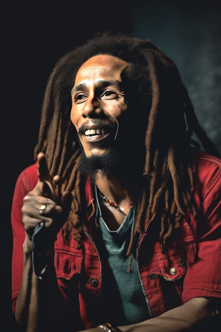 RAW natural photo of bob marley, hungry, no muscles, slim boby, argentinian singer, realisct, no friendly, ((full body)), red hair , sharp focus, depth of field, shoot, ,side shot, side shot, ultra hd, realistic, vivid colors, highly detailed, perfect composition, 8k artistic photography, photorealistic concept art, soft natural volumetric cinematic perfect light, black background studio,OHWX