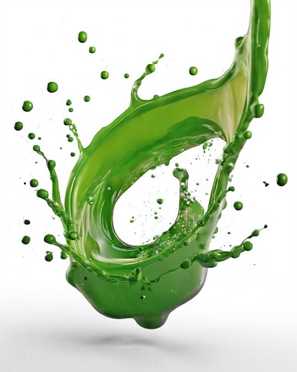 green fuel liquid splash, white background
