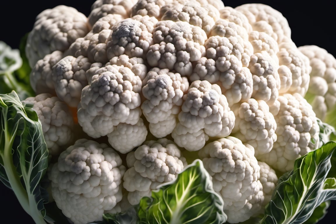 High quality, masterpiece, 4K, quality, Tyndall effect, RAW natural photo of (((perfect))) cauliflower natural, foodstyling, only one light cenital chimera, day advertising shooting, realistic photograph, sharp focus, depth of field, shoot, ,side shot, side shot, ultrahd, realistic, vivid colors, highly detailed, perfect composition, 8k, photorealistic concept art, soft natural volumetric cinematic perfect light,booth, food focus, black background
