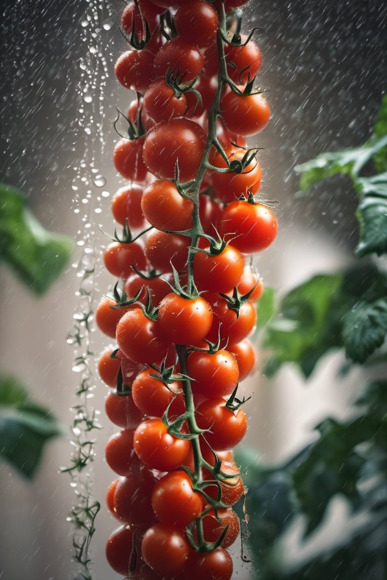 RAW natural photo Of TOMATOES RAIN,
, only one light cenital chimera, day advertising shooting, realistic photograph, sharp focus, depth of field, shoot, ,side shot, side shot, ultrahd, realistic, vivid colors, highly detailed, perfect composition, 8k, photorealistic concept art, soft natural volumetric cinematic perfect light,booth,food focus, UP THE CAMERA
