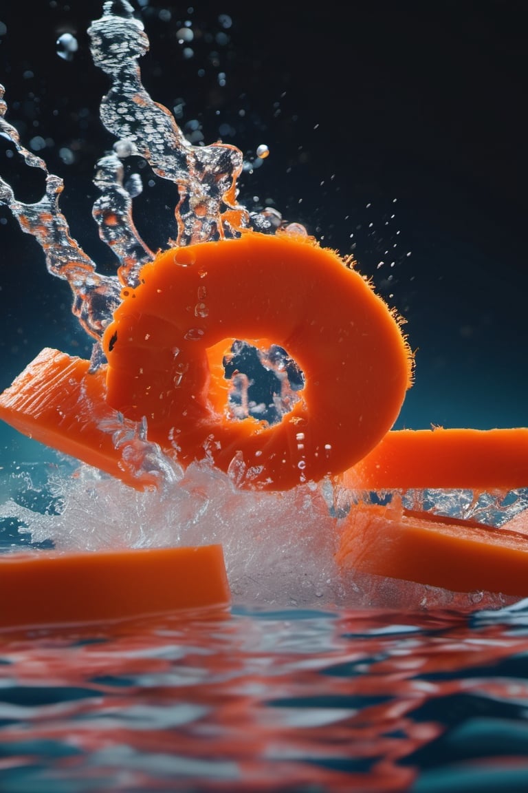 RAW natural photo Of
CARROT SLICES FALLING INTO THE WATER
, only one light cenital chimera, day advertising shooting, realistic photograph, sharp focus, depth of field, shoot, ,side shot, side shot, ultrahd, realistic, vivid colors, highly detailed, perfect composition, 8k, photorealistic concept art, soft natural volumetric cinematic perfect light,booth,food focus, UP THE CAMERA
