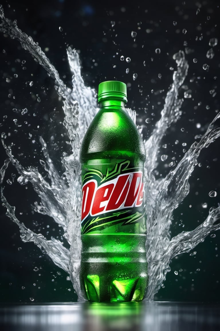 High quality, masterpiece, 4K, quality, Tyndall effect, RAW natural photo of (((perfect))) mountain dew can, fresh, water splash, water drops, ice particles, only one light cenital chimera, day advertising shooting, realistic photograph, sharp focus, depth of field, shoot, ,side shot, side shot, ultrahd, realistic, vivid colors, highly detailed, perfect composition, 8k, photorealistic concept art, soft natural volumetric cinematic perfect light,booth, food focus, black background
