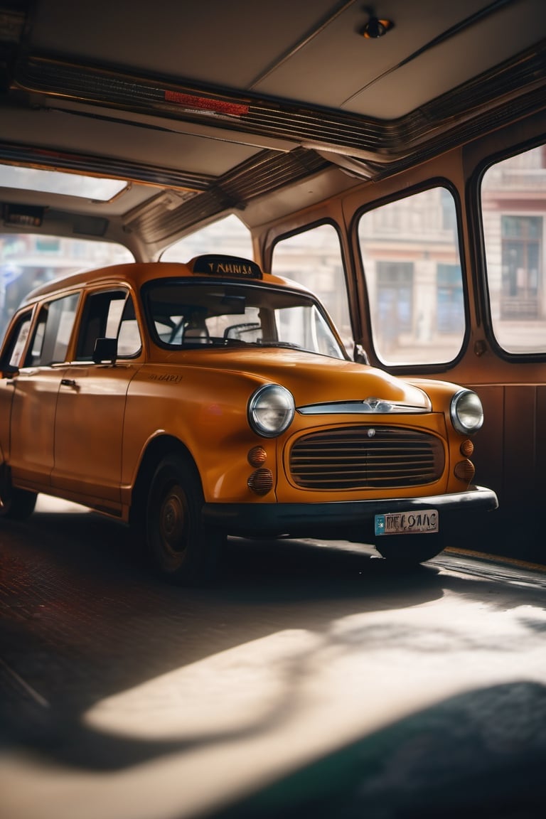 RAW natural photo Of photo shot inside a taxi, the camera is in the back seat looking forward, the turkish taxi driver is looking back, only one light cenital chimera, day advertising shooting, realistic photograph, sharp focus, depth of field, shoot, ,side shot, side shot, ultrahd, realistic, vivid colors, highly detailed, perfect composition, 8k, photorealistic concept art, soft natural volumetric cinematic perfect light,booth,food focus, UP THE CAMERA
