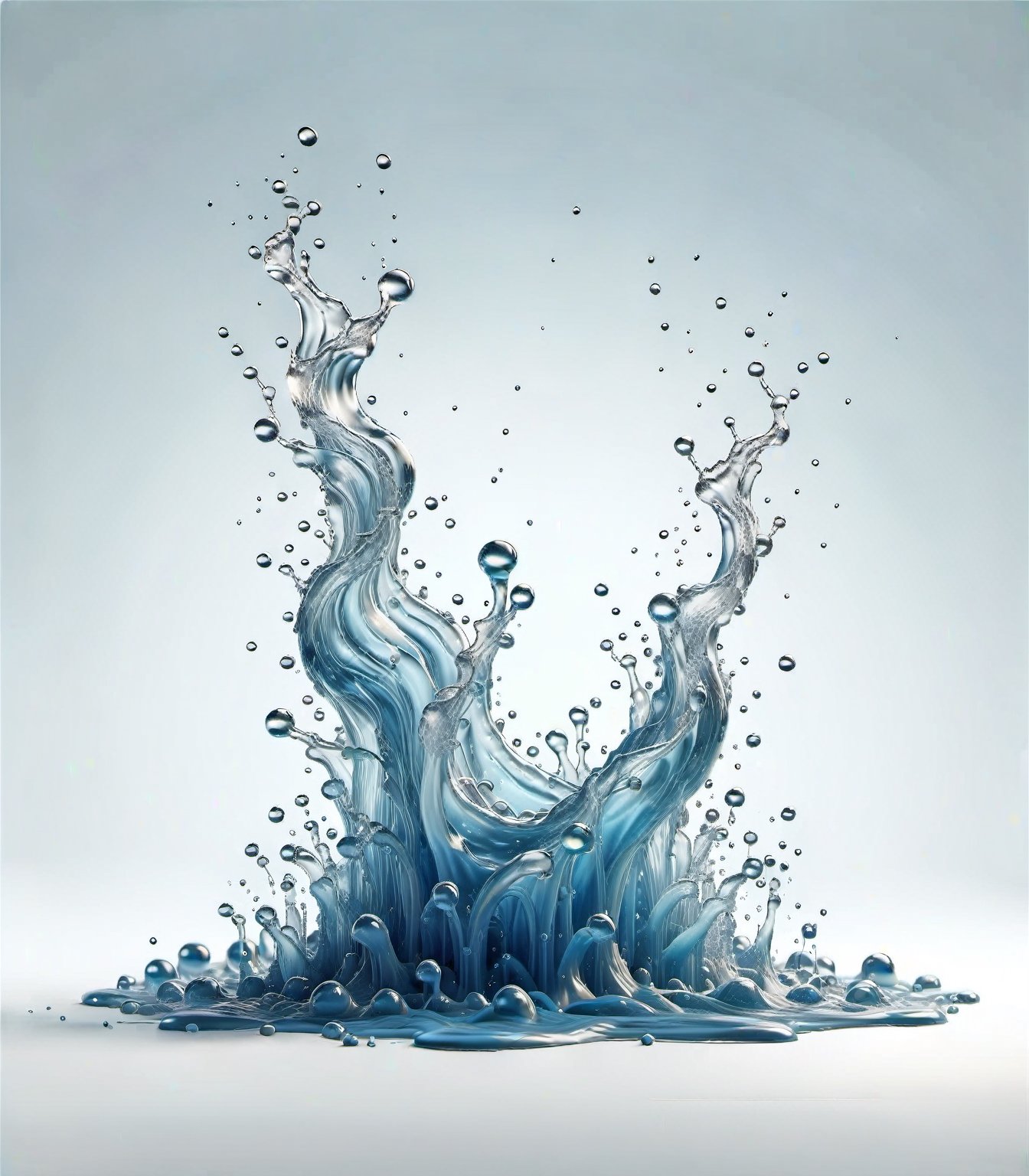 blue fuel TRANSPARENT liquid splash, white background, particles
