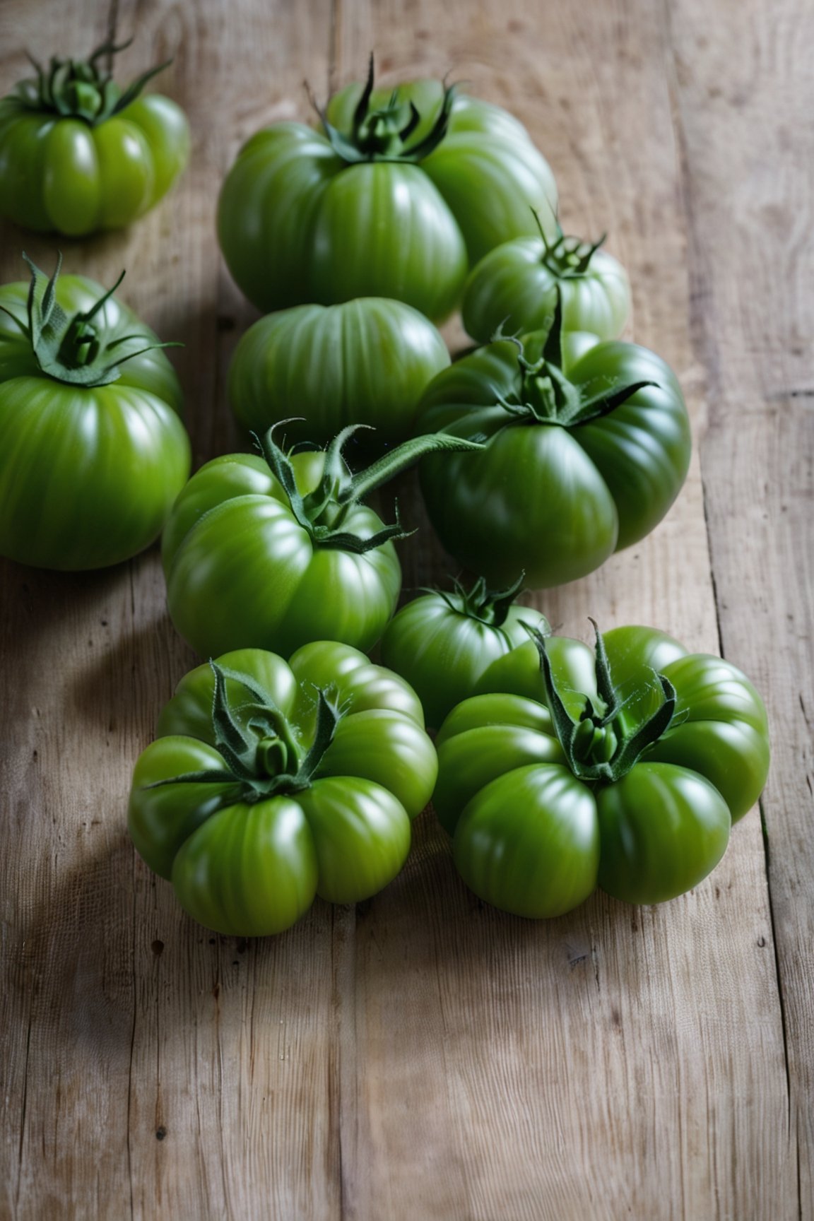 

green tomatoes 
on a table
