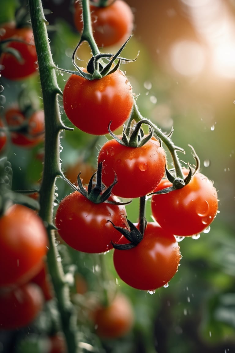 RAW natural photo Of TOMATOES RAIN,
, only one light cenital chimera, day advertising shooting, realistic photograph, sharp focus, depth of field, shoot, ,side shot, side shot, ultrahd, realistic, vivid colors, highly detailed, perfect composition, 8k, photorealistic concept art, soft natural volumetric cinematic perfect light,booth,food focus, UP THE CAMERA
