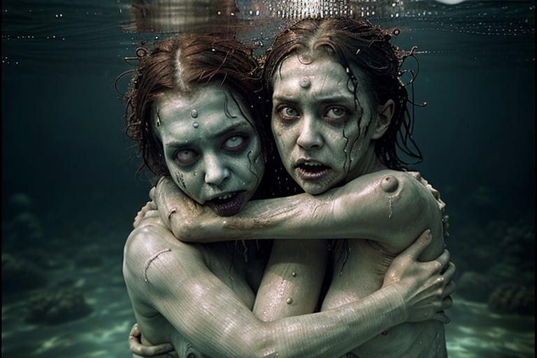 6 female zombies hugging underwater, disturbed souls, rotten zombies version, under_water, love and sadness,
, hd, 8k, masterpiece, one light, realistic photography, hasselblad, raw, hiperrealism, medium format sensor camera, super prime cinema lens, (((filtered light))) , concret background, 