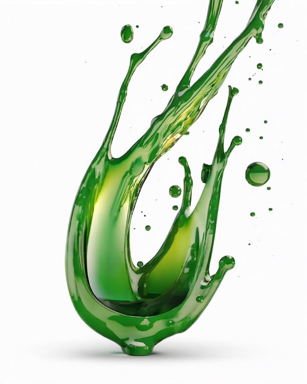 green fuel liquid splash, white background
