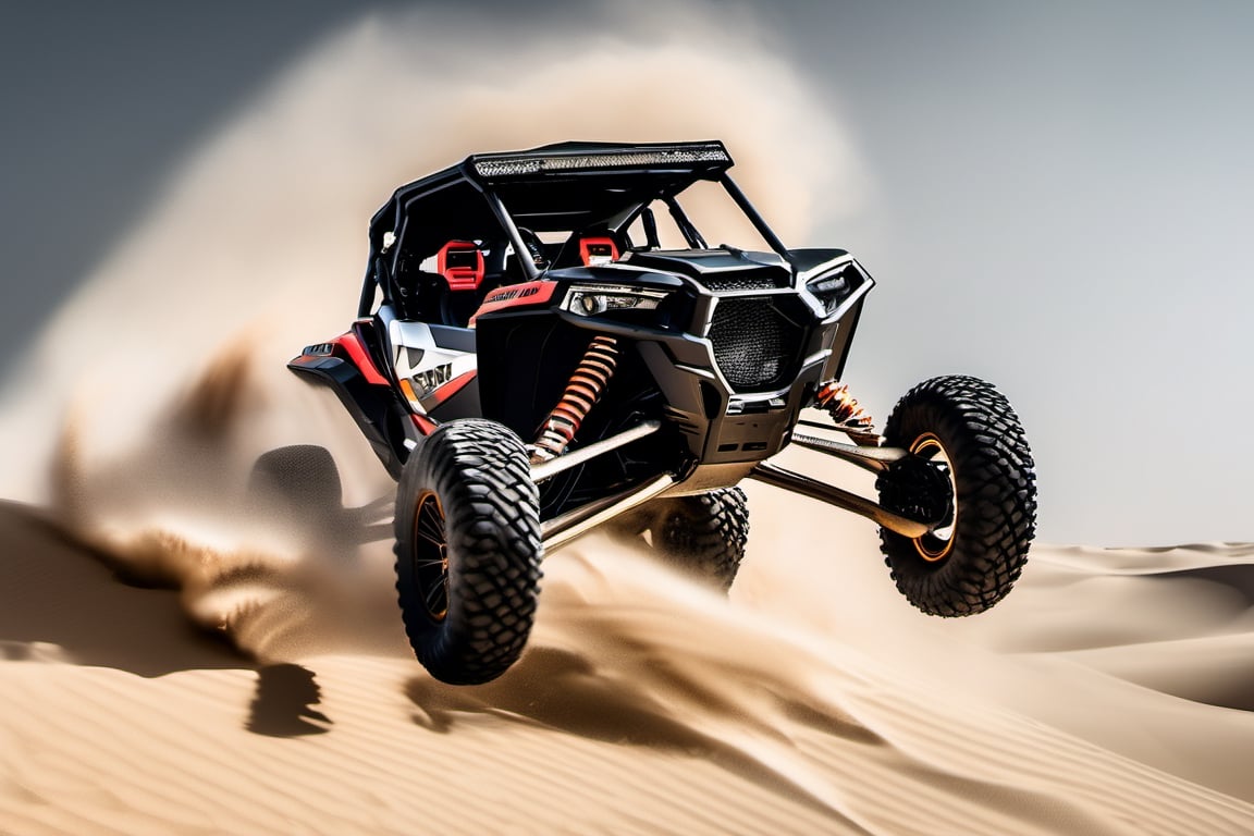 RAW natural photo OF PolarisRZR, running in dunes in desert, day advertising shooting (((infinite black  background))) , realistic photograph, sharp focus, depth of field, shoot, ,side shot, side shot, ultra hd, realistic, vivid colors, highly detailed, perfect composition, 8k artistic photography, photorealistic concept art, soft natural volumetric cinematic perfect light, black background studio, ADVERTISING SHOT
,mecha,robot