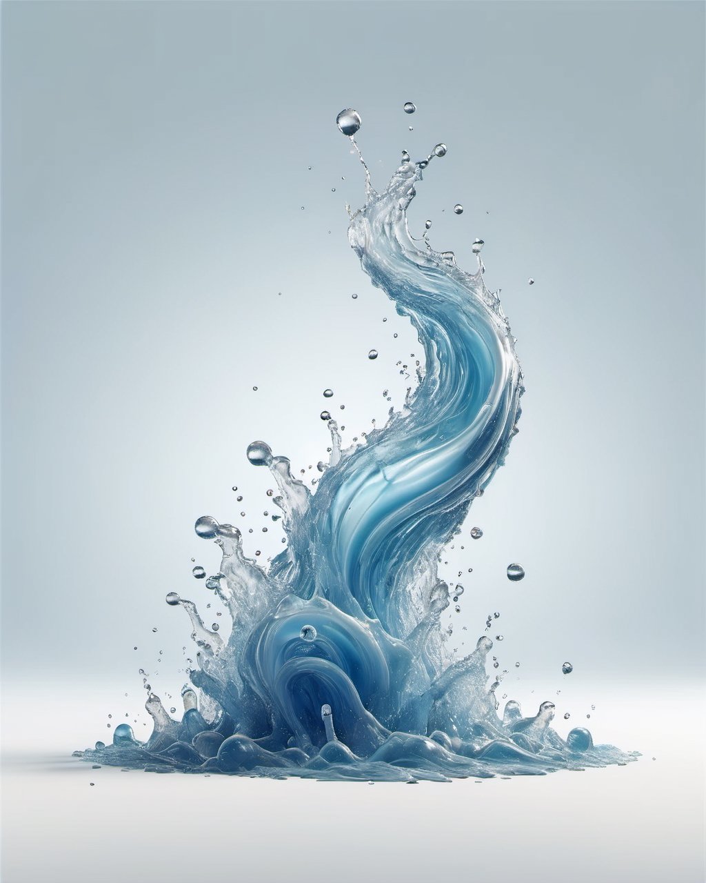 blue fuel TRANSPARENT liquid splash, white background, particles
