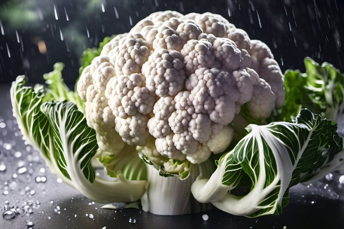 High quality, masterpiece, 4K, quality, Tyndall effect, RAW natural photo of (((perfect))) cauliflower rain, foodstyling, only one light cenital chimera, day advertising shooting, realistic photograph, sharp focus, depth of field, shoot, ,side shot, side shot, ultrahd, realistic, vivid colors, highly detailed, perfect composition, 8k, photorealistic concept art, soft natural volumetric cinematic perfect light,booth, food focus, black background
