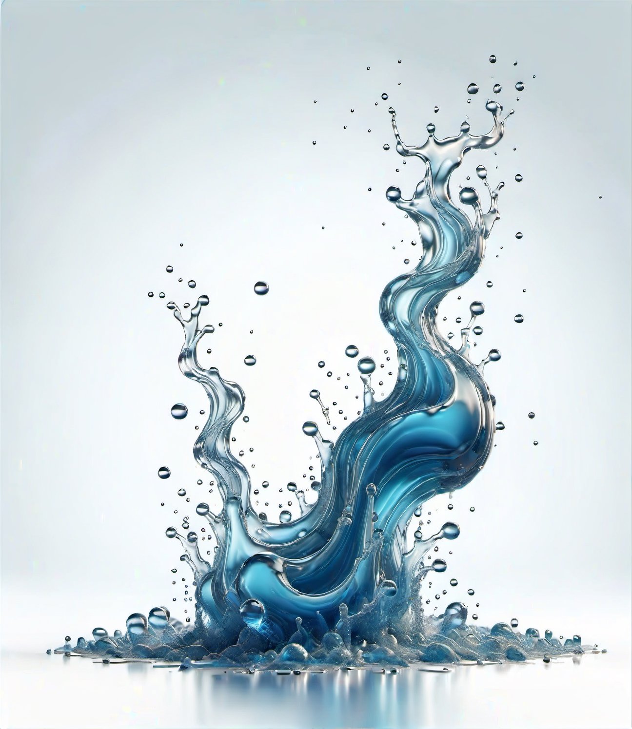 blue fuel TRANSPARENT liquid splash, white background, particles
