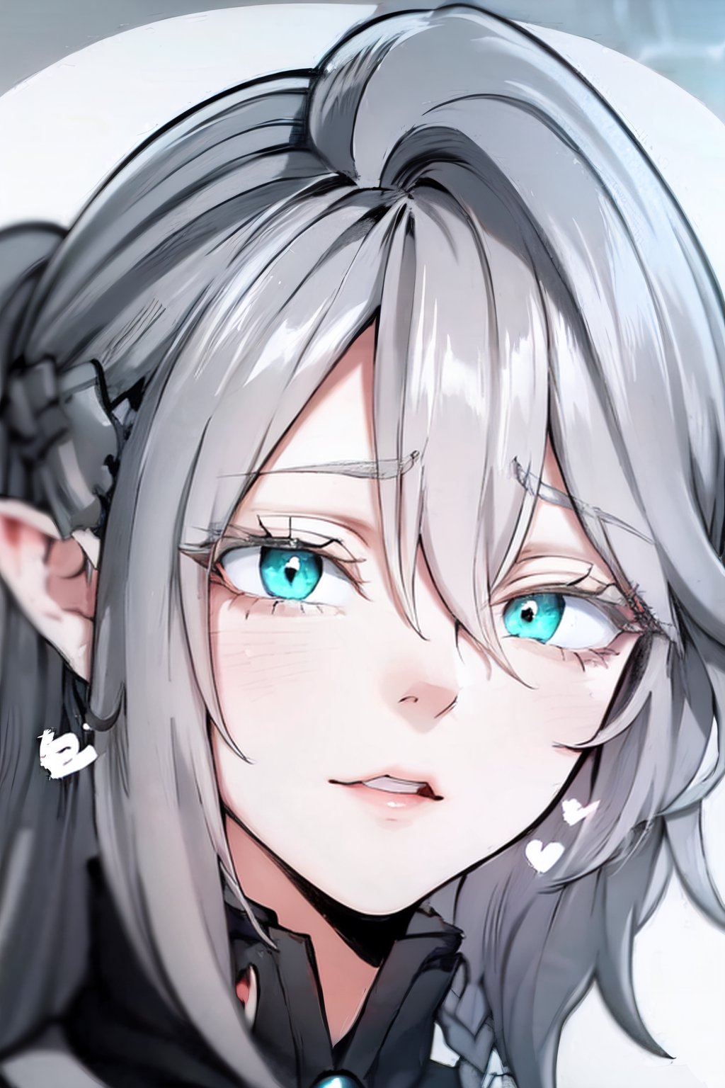 hyperdetailed face, 8k and, airbrushed, icy white hair,(heart shaped eyes:1.6),tessia