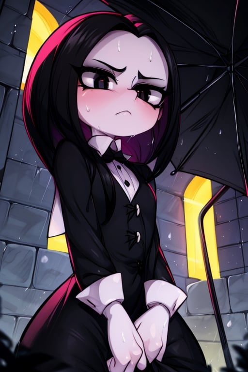 8k resolution, high resolution, masterpiece, intricate details, highly detailed, HD quality, solo, 1gìrl, loli, black desert on the background, night, rain, red stars in the sky, scarlet moon, Wednesday Addams. black hair.black eyes.gray skin.gray wool.(Wednesday Addams dress).black jacket.white shirt.a cold expression.emotionless expression.dissatisfied expression, focus on the whole body, the whole body in the frame, small breasts, vds, looking at viewer, wet, rich colors, vibrant colors, detailed eyes, super detailed, extremely beautiful graphics, super detailed skin, best quality, highest quality, high detail, masterpiece, detailed skin, perfect anatomy, perfect body, perfect hands, perfect fingers, complex details, reflective hair, textured hair, best quality, super detailed, complex details, high resolution,  

,Shadbase ,Ankha,USA,Sonique ,Sonic,AmyRose,Blase,muffetwear,muffet,Alphys ,Gwendolyn_Tennyson,M3GEN/(Robot Girl/),Wednesday Addams  , Addams 