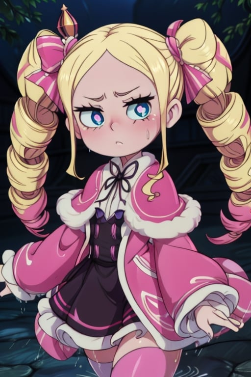 8k resolution, high resolution, masterpiece, intricate details, highly detailed, HD quality, solo, 1gìrl, loli, black desert on the background, night, rain, red stars in the sky, scarlet moon, Beatrice.blonde.Blue eyes.pink pupils.pupils in the shape of butterflies.(Beatrice's clothes).a lush pink dress.a short pink raincoat.two twisted pigtails.pigtails are tied with pink bows at the base.an emotionless expression.thoughtful expression, focus on the whole body, the whole body in the frame, small breasts, vds, looking at viewer, wet, rich colors, vibrant colors, detailed eyes, super detailed, extremely beautiful graphics, super detailed skin, best quality, highest quality, high detail, masterpiece, detailed skin, perfect anatomy, perfect body, perfect hands, perfect fingers, complex details, reflective hair, textured hair, best quality, super detailed, complex details, high resolution,  

,Shadbase ,Ankha,USA,Sonique ,Sonic,AmyRose,Blase,muffetwear,muffet,Alphys ,Gwendolyn_Tennyson,M3GEN/(Robot Girl/),Wednesday Addams  , Addams ,Smolder ,nezuko,Trixie Carter ,American Dragon,Komekko from Bakuen,pandemonica(helltaker),demon girl ,chloe,Naruto,Hinata,Betty