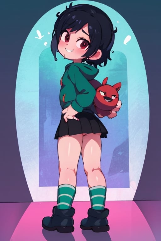 8k resolution, high resolution, masterpiece, intricate details, highly detailed, HD quality, solo, loli, short stature, little girls, only girls, dark background, rain, scarlet moon, crimson moon, moon, moon on the background, 

Vanellope von Schweetz.black hair.red eyes.green hoodie.black skirt.mini skirt.stockings.stockings with white and green stripes.funny expression.cheeky smile, standing with his back to the viewer, ass, big ass, ass set aside, perfect ass, focus on ass, perfect anus, perfect vagina, beautiful anus, beautiful vagina, smooth anus, smooth vagina, small breasts, flat breasts, 

focus on the whole body, the whole body in the frame, the body is completely in the frame, the body does not leave the frame, detailed hands, detailed fingers, perfect body, perfect anatomy, wet bodies, rich colors, vibrant colors, detailed eyes, super detailed, extremely beautiful graphics, super detailed skin, best quality, highest quality, high detail, masterpiece, detailed skin, perfect anatomy, perfect body, perfect hands, perfect fingers, complex details, reflective hair, textured hair, best quality,super detailed,complex details, high resolution,

,jcdDX_soul3142,JCM2,High detailed ,USA,Color magic,AmyRose,Mrploxykun,Sonic,perfecteyes,Artist,AGGA_ST011,AGGA_ST005,rizdraws,fairy_tail_style,Oerlord,illya,hornet,HarryDraws,jtveemo,ChronoTemp ,Captain kirb