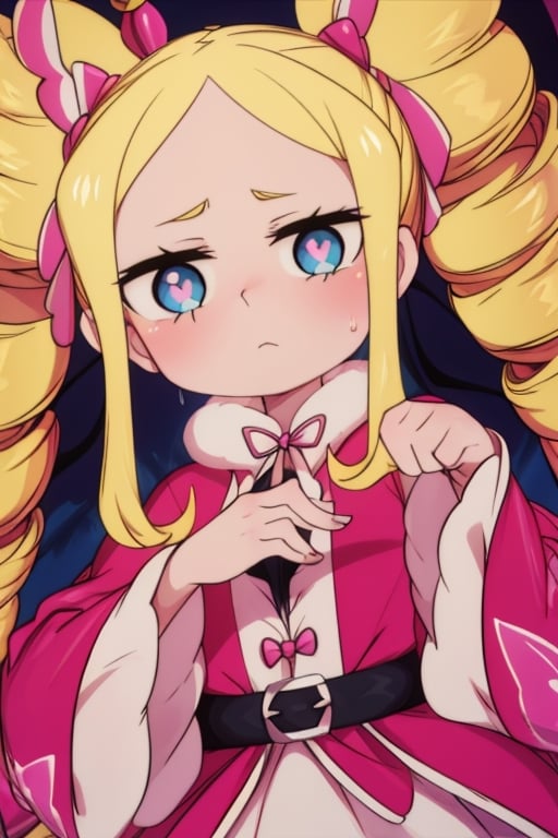 8k resolution, high resolution, masterpiece, intricate details, highly detailed, HD quality, solo, 1gìrl, loli, black desert on the background, night, rain, red stars in the sky, scarlet moon, Beatrice.blonde.Blue eyes.pink pupils.pupils in the shape of butterflies.(Beatrice's clothes).a lush pink dress.a short pink raincoat.two twisted pigtails.pigtails are tied with pink bows at the base.an emotionless expression.thoughtful expression, focus on the whole body, the whole body in the frame, small breasts, vds, looking at viewer, wet, rich colors, vibrant colors, detailed eyes, super detailed, extremely beautiful graphics, super detailed skin, best quality, highest quality, high detail, masterpiece, detailed skin, perfect anatomy, perfect body, perfect hands, perfect fingers, complex details, reflective hair, textured hair, best quality, super detailed, complex details, high resolution,  

,Shadbase ,Ankha,USA,Sonique ,Sonic,AmyRose,Blase,muffetwear,muffet,Alphys ,Gwendolyn_Tennyson,M3GEN/(Robot Girl/),Wednesday Addams  , Addams ,Smolder ,nezuko,Trixie Carter ,American Dragon,Komekko from Bakuen,pandemonica(helltaker),demon girl ,chloe,Naruto,Hinata,Betty