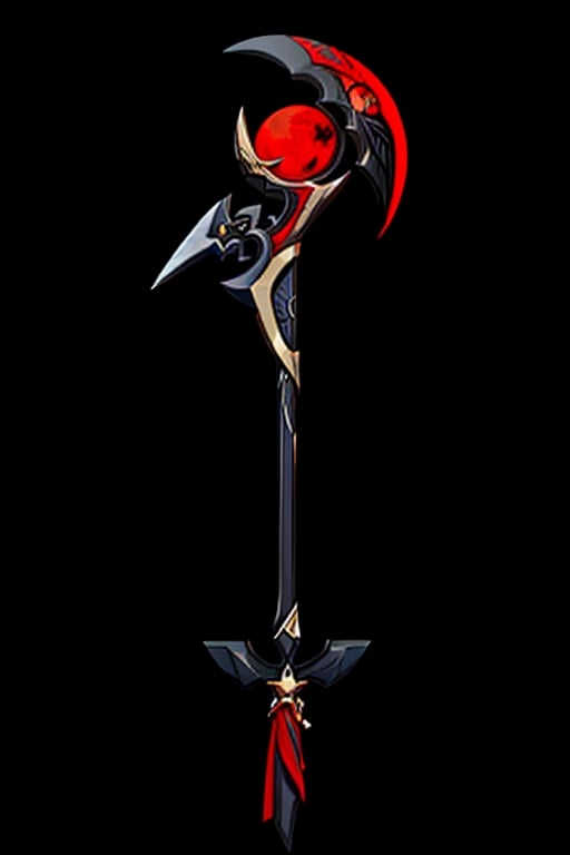 8k resolution, high resolution, masterpiece, intricate details, highly detailed, HD quality, solo, loli, 1_girls, dark background.black desert.scarlet moon.red moon.moon.rain, battle scythe.black stalk.the scarlet blade.black metal handle.gray chains wrap around the base of the stalk.the base of the stem is in the shape of a skull.the blade comes out of the skull's mouth., focus on the whole body, the whole body in the frame, small breasts, rich colors, vibrant colors, detailed eyes, super detailed, extremely beautiful graphics, super detailed skin, best quality, highest quality, high detail, masterpiece, detailed skin, perfect anatomy, perfect body, perfect hands, perfect fingers, complex details, reflective hair, textured hair, best quality,super detailed,complex details, high resolution,

,genshinweapon,CGgameweaponicon gsw