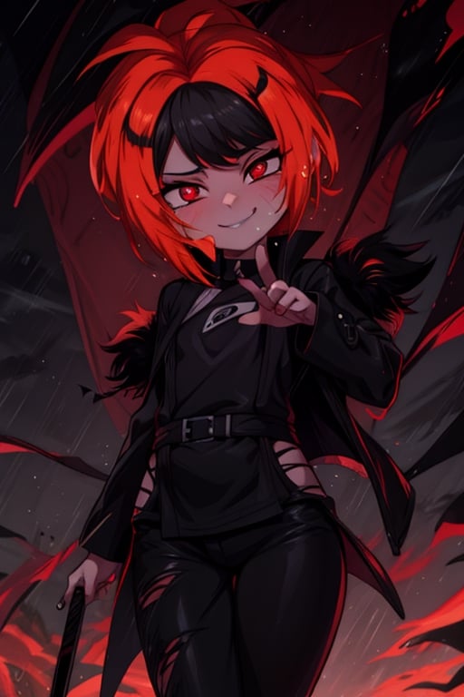 8k resolution, high resolution, masterpiece, intricate details, highly detailed, HD quality, solo, loli, black desert on the background, night, rain, red stars in the sky, scarlet moon, Naruko Uzumaki.blonde.red eyes.vertical pupils.cheeky smile.(Naruko Uzumaki's clothes).black pants.black scaly coat.a cheeky expression.funny expression.an inspired expression.cool pose.fighting pose.battle dance, focus on the whole body, the whole body in the frame, small breasts, vds, looking at viewer, wet, rich colors, vibrant colors, detailed eyes, super detailed, extremely beautiful graphics, super detailed skin, best quality, highest quality, high detail, masterpiece, detailed skin, perfect anatomy, perfect body, perfect hands, perfect fingers, complex details, reflective hair, textured hair, best quality, super detailed, complex details, high resolution,  

Gwendolyn_Tennyson,JCM2,Wednesday Addams  ,Shadbase ,Artist,HarryDraws,haruno sakura,Naruto,Mrploxykun,Naruko