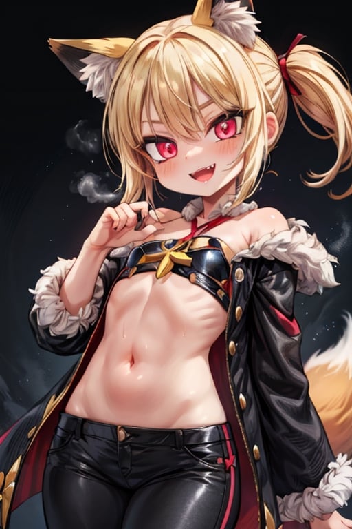 8k resolution, high resolution, masterpiece, intricate details, highly detailed, HD quality, solo, loli, short stature, little girls, only girls, dark background, rain, scarlet moon, crimson moon, moon, moon on the background, 

Red eyes.black sclera.vertical pupil.cat's pupil.glowing eyes.fangs.fox ears.a fox's tail behind his back.claws on the fingers.claw.black claws.small claws.blonde.yellow hair.long hair.straight hair.two ponytails.black scaly coat.black pants.an evil expression.grin.a joyful expression.fighting pose, 

focus on the whole body, the whole body in the frame, the body is completely in the frame, the body does not leave the frame, detailed hands, detailed fingers, perfect body, perfect anatomy, wet bodies, rich colors, vibrant colors, detailed eyes, super detailed, extremely beautiful graphics, super detailed skin, best quality, highest quality, high detail, masterpiece, detailed skin, perfect anatomy, perfect body, perfect hands, perfect fingers, complex details, reflective hair, textured hair, best quality,super detailed,complex details, high resolution,

,jcdDX_soul3142,JCM2,High detailed ,USA,Color magic,AmyRose,Mrploxykun,Sonic,perfecteyes,Artist,AGGA_ST011,AGGA_ST005,rizdraws,fairy_tail_style,Oerlord,illya,hornet,HarryDraws,jtveemo,ChronoTemp ,Star vs. the Forces of Evil ,arcane style,Landidzu,Captain kirb,Saturated colors,Color saturation ,DAGASI