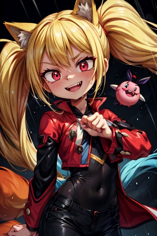 8k resolution, high resolution, masterpiece, intricate details, highly detailed, HD quality, solo, loli, short stature, little girls, only girls, dark background, rain, scarlet moon, crimson moon, moon, moon on the background, 

Red eyes.black sclera.vertical pupil.cat's pupil.glowing eyes.fangs.fox ears.a fox's tail behind his back.claws on the fingers.claw.black claws.small claws.blonde.yellow hair.long hair.straight hair.two ponytails.black scaly coat.black pants.an evil expression.grin.a joyful expression.fighting pose, 

focus on the whole body, the whole body in the frame, the body is completely in the frame, the body does not leave the frame, detailed hands, detailed fingers, perfect body, perfect anatomy, wet bodies, rich colors, vibrant colors, detailed eyes, super detailed, extremely beautiful graphics, super detailed skin, best quality, highest quality, high detail, masterpiece, detailed skin, perfect anatomy, perfect body, perfect hands, perfect fingers, complex details, reflective hair, textured hair, best quality,super detailed,complex details, high resolution,

,jcdDX_soul3142,JCM2,High detailed ,USA,Color magic,AmyRose,Mrploxykun,Sonic,perfecteyes,Artist,AGGA_ST011,AGGA_ST005,rizdraws,fairy_tail_style,Oerlord,illya,hornet,HarryDraws,jtveemo,ChronoTemp ,Star vs. the Forces of Evil ,arcane style,Landidzu,Captain kirb,Saturated colors,Color saturation ,DAGASI