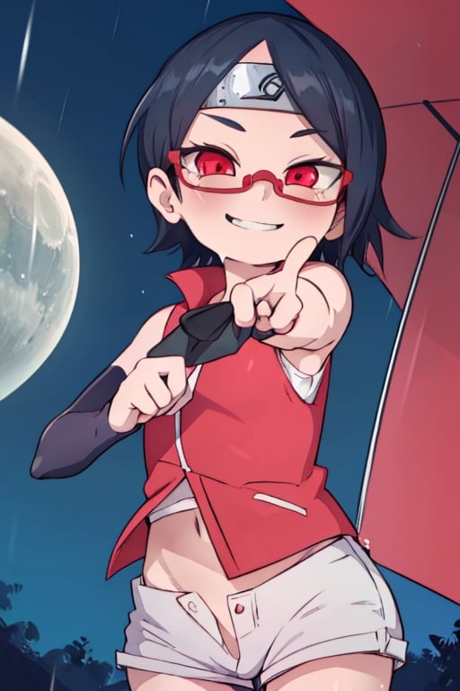 8k resolution, high resolution, masterpiece, intricate details, highly detailed, HD quality, solo, short stature, only girls, dark background, rain, scarlet moon, crimson moon, moon, moon on the background, loli,

Sarada Uchiha.red eyes.black hair.short hair.bangs on the forehead.slim build.a teenage girl.The clothes of the Uchiha Succession.shinobi clothes.sexy clothes.red vest.thin vest.white shorts.loose shorts.glasses.smile.a crazy smile.a cheeky expression.crazy expression.an insanely cheerful expression.a conspiratorial expression.sexy pose.fighting pose.lustful pose.perverted pose.futanari.a girl's dick.big dick.dick peeks out of the shorts.detailed member.perfect cock,, 

focus on the whole body, the whole body in the frame, the body is completely in the frame, the body does not leave the frame, detailed hands, detailed fingers, perfect body, perfect anatomy, wet bodies, rich colors, vibrant colors, detailed eyes, super detailed, extremely beautiful graphics, super detailed skin, best quality, highest quality, high detail, masterpiece, detailed skin, perfect anatomy, perfect body, perfect hands, perfect fingers, complex details, reflective hair, textured hair, best quality,super detailed,complex details, high resolution,

,perfecteyes,USA,Mrploxykun,jtveemo,JCM2,Captain kirb,Artist,AGGA_ST011,fantai12,Oerlord,arcane style,らす ,The Pink Pirate,Saradauchiha,Shadbase 