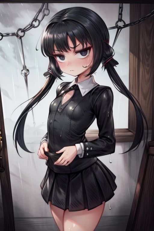 8k resolution, high resolution, masterpiece, intricate details, highly detailed, HD quality, solo, loli, short stature, little girls, only girls, dark background, rain, scarlet moon, crimson moon, moon, moon on the background,

Wednesday Addams.black eyes.black hair.long hair.straight hair.two pigtails.hanging loops at the ends of pigtails.Wednesday Addams clothing.tight clothes.sexy clothes.black jacket.white shirt.black skirt.emotionless expression.a cold expression.relaxed posture.sexy pose,

small breasts, flat breasts, focus on the whole body, the whole body in the frame, the body is completely in the frame, the body does not leave the frame, detailed hands, detailed fingers, perfect body, perfect anatomy, wet bodies, rich colors, vibrant colors, detailed eyes, super detailed, extremely beautiful graphics, super detailed skin, best quality, highest quality, high detail, masterpiece, detailed skin, perfect anatomy, perfect body, perfect hands, perfect fingers, complex details, reflective hair, textured hair, best quality,super detailed,complex details, high resolution,

,USA,haruno sakura,JCM2,Oerlord,High detailed ,weapon,black eyes,chibi,fgo sprite,spy x family style,Star vs. the Forces of Evil ,Mrploxykun,jtveemo,DAGASI,BORN-TO-DIE,Captain kirb,Shadbase ,Artist,Ankha,Animal Crossing,War of the Visions  ,Wednesday Addams  