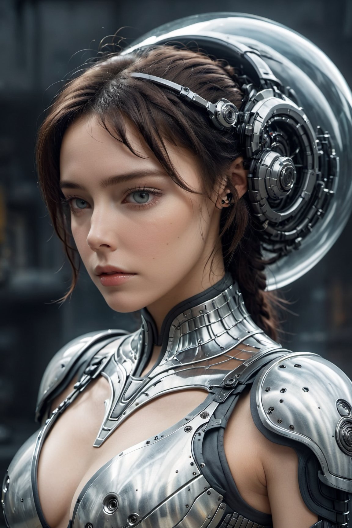 Realistic Photography of beautiful girl. ((A Bio mechanical cyborg girl)). The girl is in Mars. The girl has a perfect detailed face, detailed symmetric circular iris, realistic, stunning realistic photograph fantasy art character, 3d render, octane render, intricately detailed, cinematic, trending on artstation, Isometric, Centered hiperrealistic cover photo, awesome full color, hand drawn, dark, gritty, mucha, klimt, erte 12k, hight definition, cinematic, neoprene, behance contest winner, portrait featured on unsplash, stylized digital art, smooth, ultra high definition, 8k, unreal engine 5, ultra sharp focus, intricate artwork masterpiece, ominous, epic, TanvirTamim, trending on artstation, by artgerm, h. r. giger and Beksiński, highly detailed, vibrant, mechanical_arms, alien_girl, alien_skin, (transparent plastic armor:2), LinkGirl, alien_humanoid, ((depth of field:1.5)),Movie Still, big_breasts:1.4