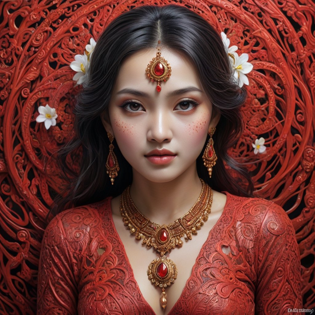 digital art wonders, symbolism, Indonesian art, illusionary paintings, red hyper-detailed, hyper-realistic, 4d dimension, ultra-detailed, highest detail quality, ultra-realistic, cinematic