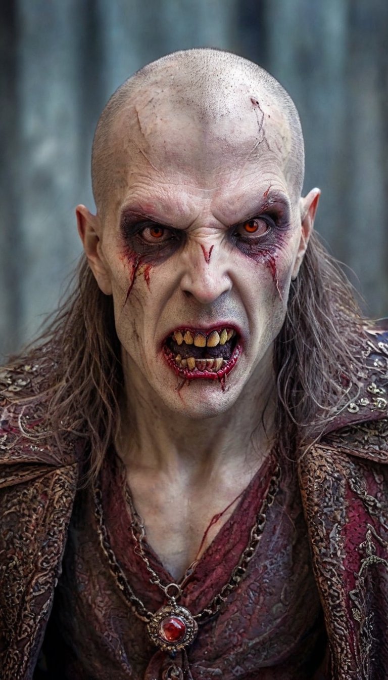 Scary ancient male Strigoi vampire, horror, ultra-detailed, HDR, dramatic lighting