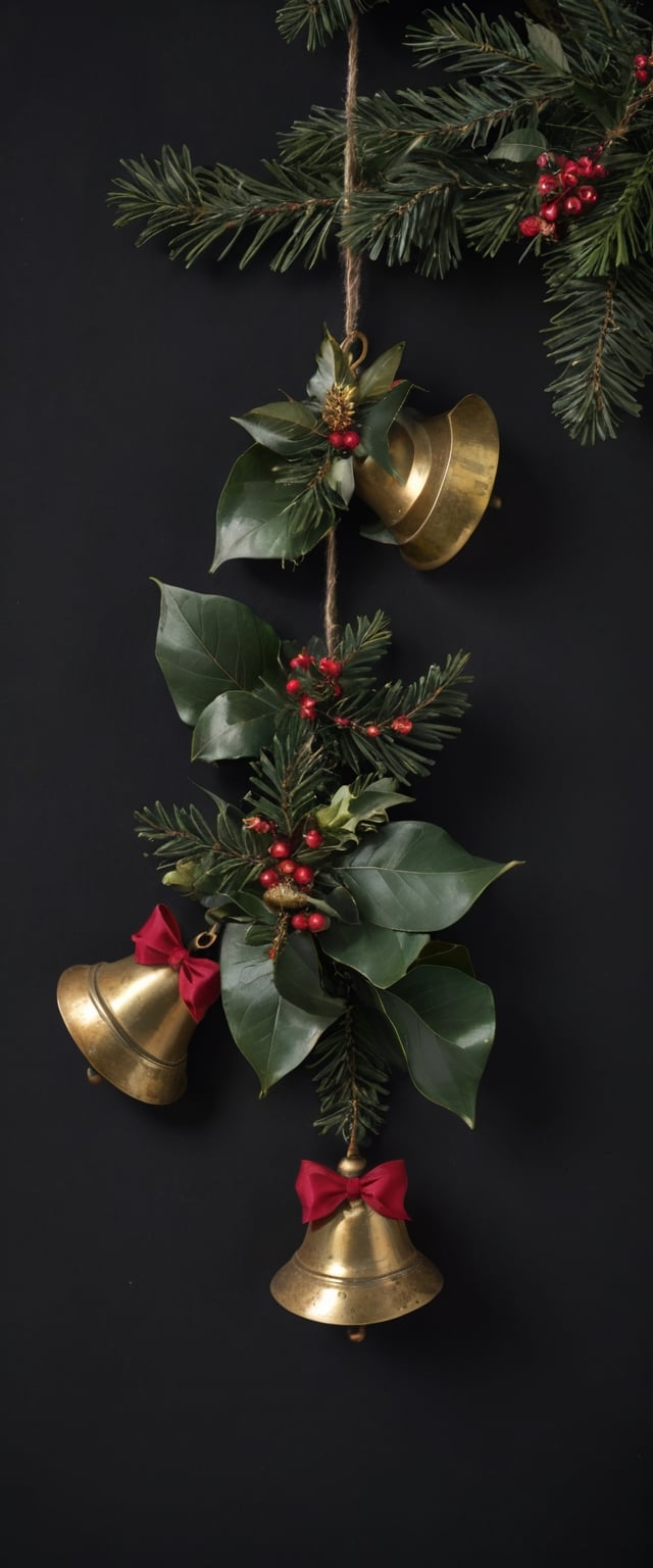 Vintage Christmas bells on a black background