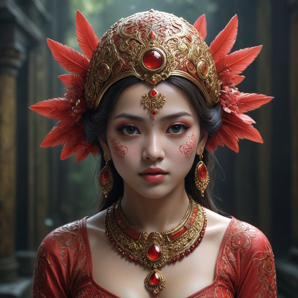 digital art wonders, symbolism, Indonesian art, illusionary paintings, red hyper-detailed, hyper-realistic, 4d dimension, ultra-detailed, highest detail quality, ultra-realistic, cinematic