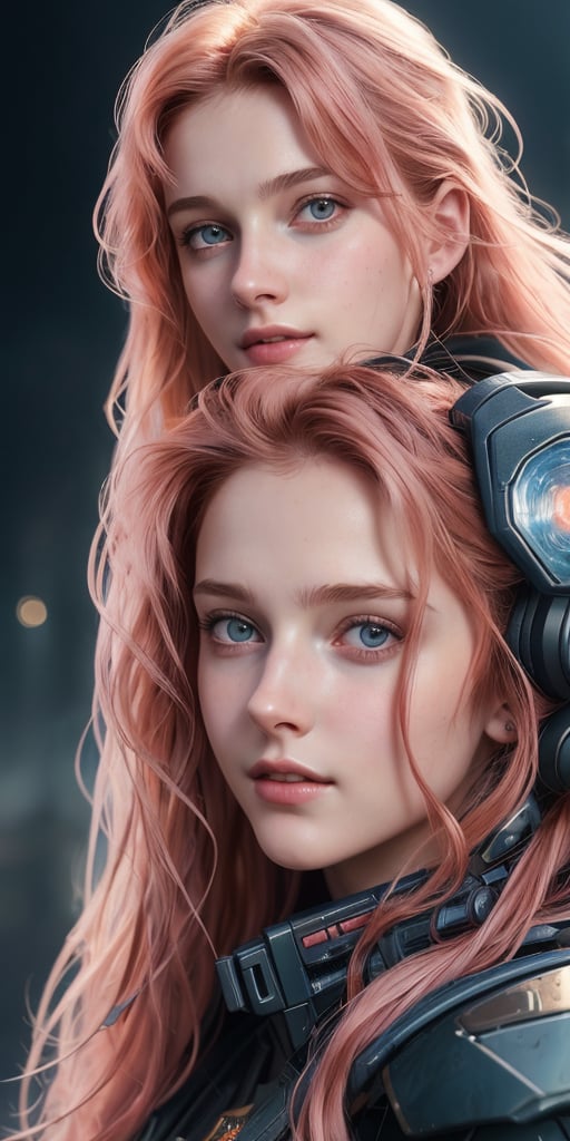 1girl, 18 years old, German girl, waist up portrait, art by Peach Momoko, digital art 8k, art by cameron gray, fantastic face, beautiful look, detailed hair, ultra focus, face illuminated, face detailed, 8k resolution, watercolor, razumov style. art by Razumov and Volegov, art by Carne Griffiths and Wadim Kashin rutkowski repin art station hyperrealism painting concept art of detailed character, 8k resolution blade runner, soft natural lighting, 16 years old, French student model named Marie: smooth soft skin, symmetrical, natural skin texture, soft lighting, wearing red blue neon genesis evangelion pilot suit, showing her shoulders, detailed face, ginger long drill hair, bang, rosy pure skin, v-shaped slim face, rosy cheeks, cute bright smile showing her teeth, photorealism, soft pastel colors sparkling, cowboy shot, half-body shot