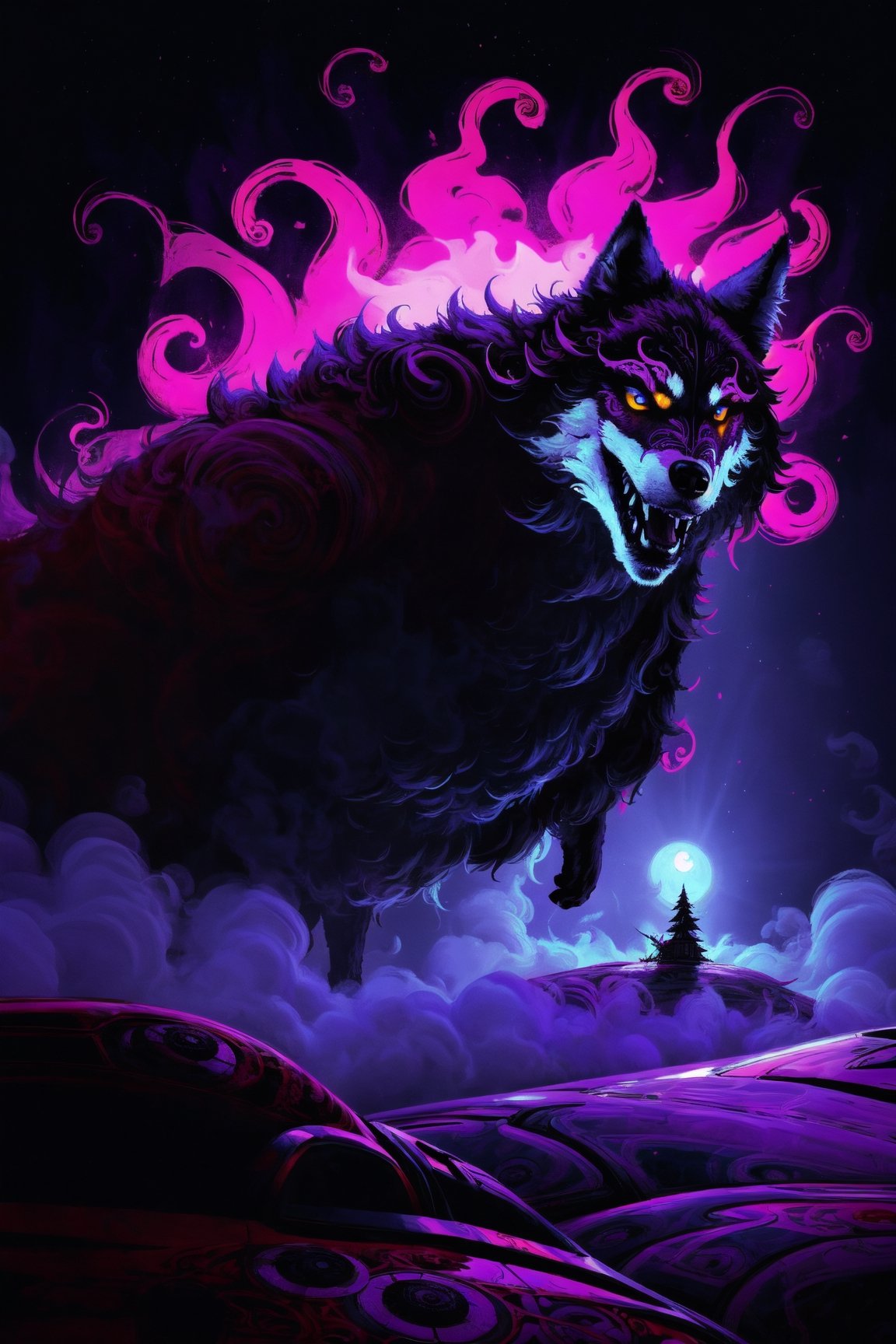 Badge, Logo, Sticker, psychonaut wolf, psycadelic muhroom tshirt design, extreme detail, insanity, confusion, LSD,DMT, PCP, spirals, fog, realistic, unreal engine 100, ultra detail, interactive image, highly detailed,  art by Clayton Crain, Stjepan Sejic, Anton Fadeev, Al Williamson, Jack Kirby, fantasy