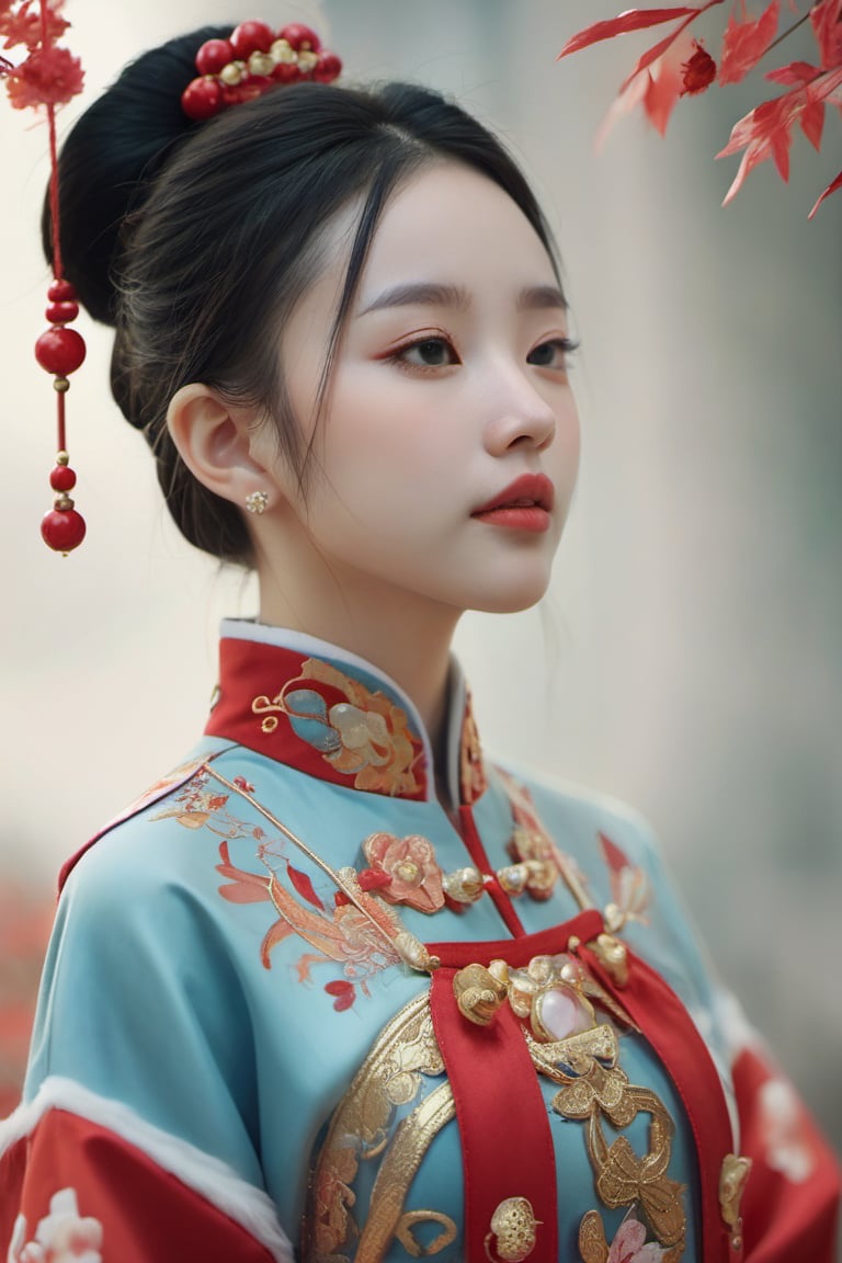 matte portrait of pretty chinese girl wearing traditional costume