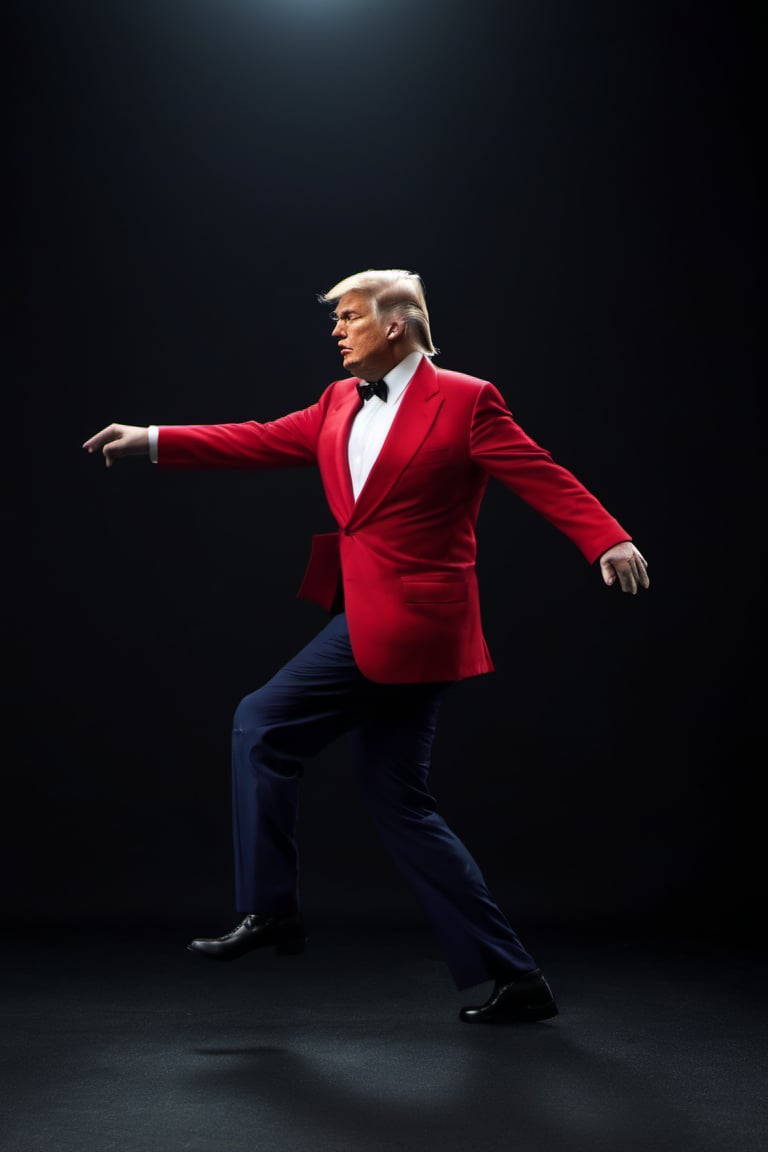 RAW natural photo OF donald trump dancing moonwalk like michael jackson
, slim body, realisct, no friendly, ((full body)), sharp focus, depth of field, shoot, ,side shot, side shot, ultra hd, realistic, vivid colors, highly detailed, perfect composition, 8k artistic photography, photorealistic concept art, soft natural volumetric cinematic perfect light, black background studio, ,OHWX, naked, full nude,OHWX WOMEN,