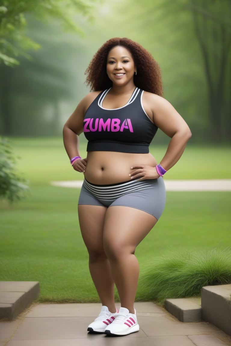 fat zumba trainer, zumba class in action, adidas sponsor
 BEST QUALITY, MASTERPIECE, PHOTOREALISTIC:1.9, DRAMATIC LIGHT, infinite mirror background,
,colorful_girl_v2,arshadArt,alluring_lolita_girl