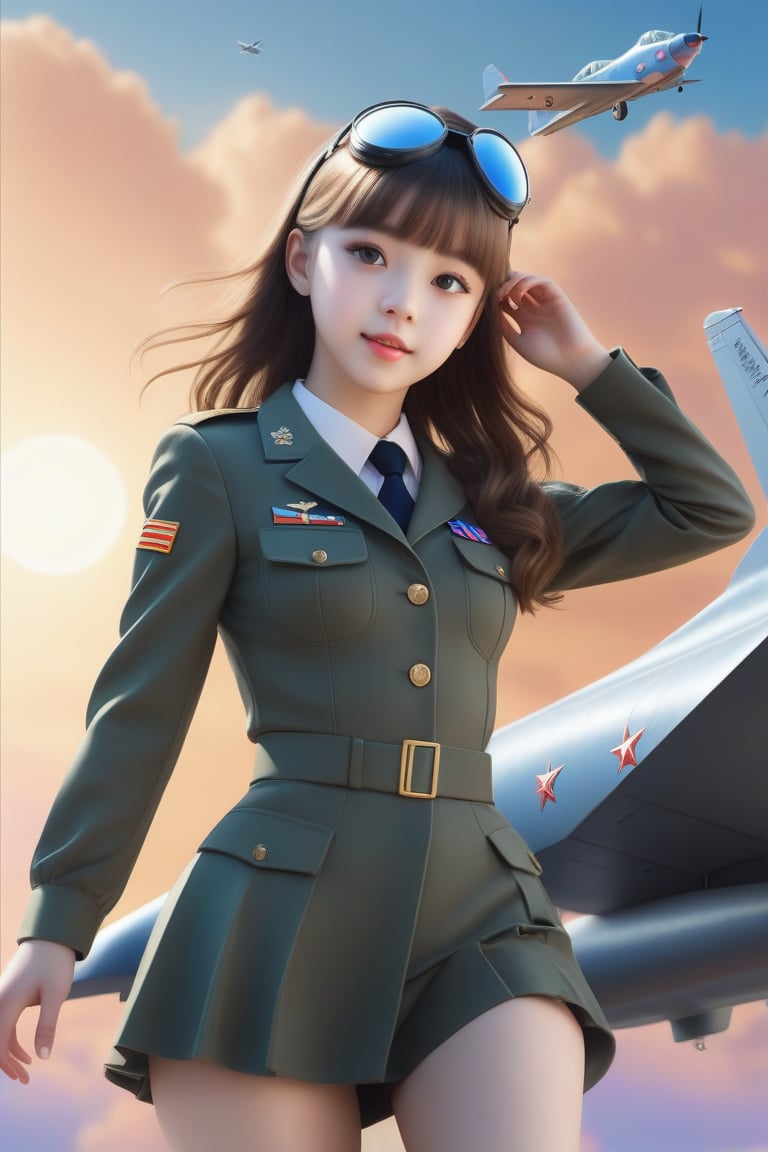 portaviones militar, landing combat plane
 BEST QUALITY, MASTERPIECE, PHOTOREALISTIC:1.9, DRAMATIC LIGHT, infinite mirror background,
,colorful_girl_v2,arshadArt,alluring_lolita_girl