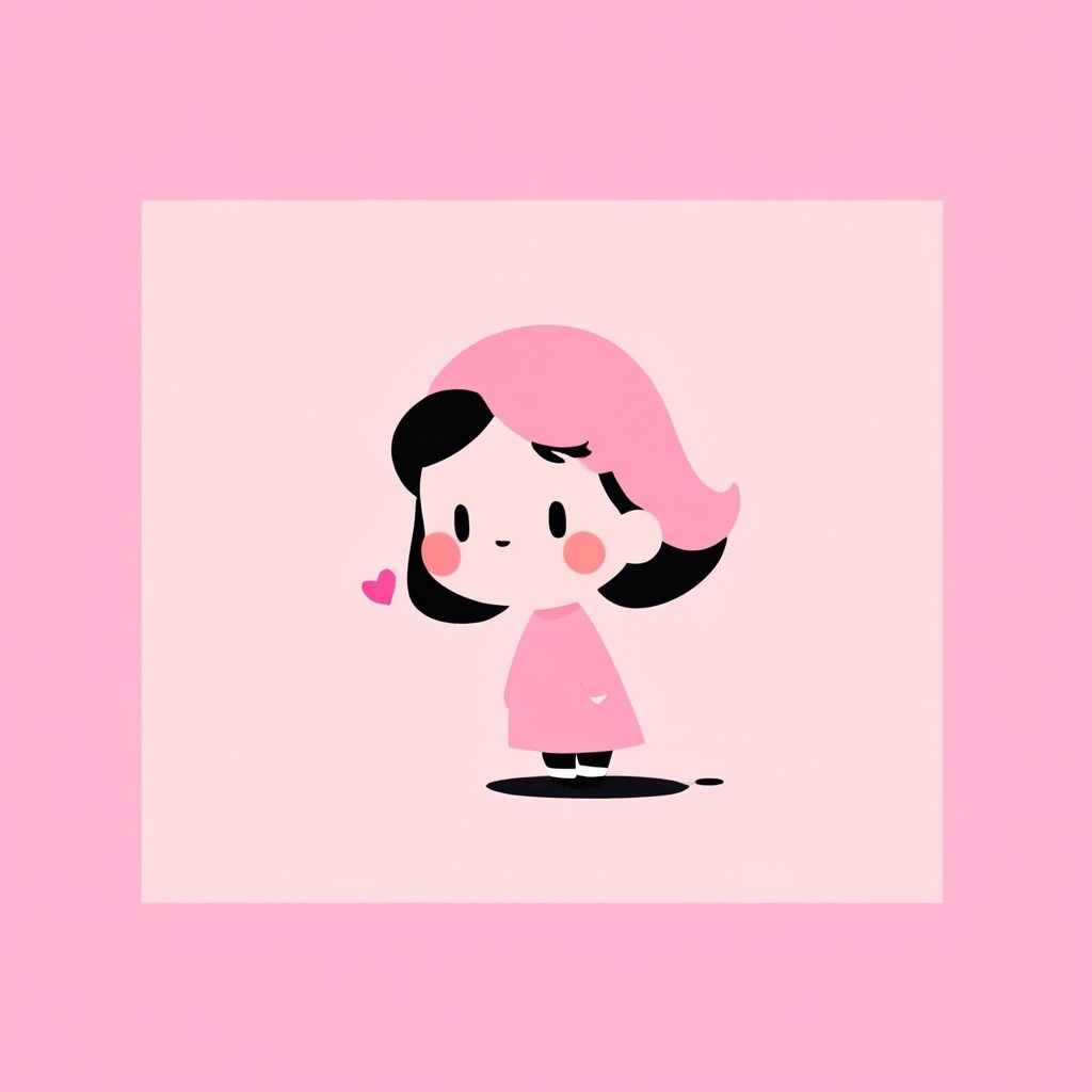 minimalism,light pink background,high quality, 1 cute girl,2d_animated,