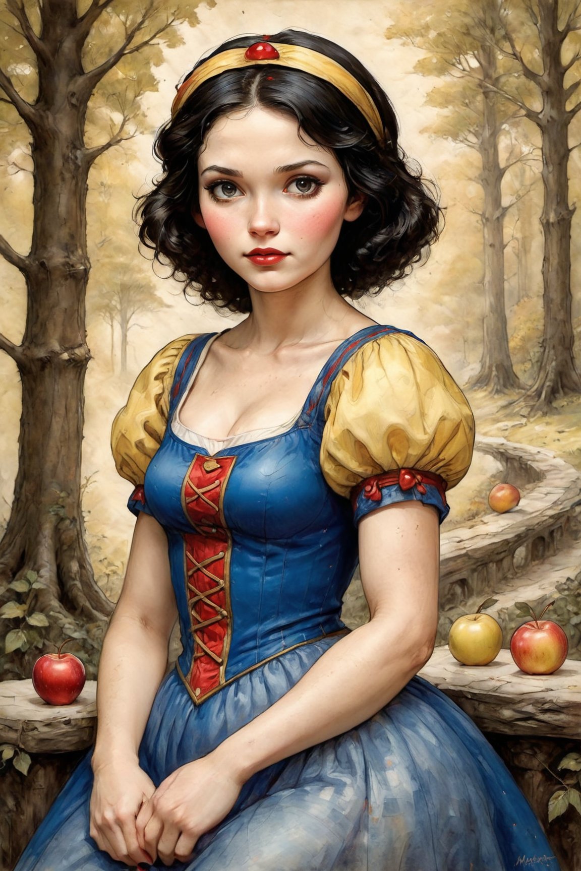 Portrait of Snow White by Milo Manara is a splendid reinterpretation of a character from classic fairy tales. Milo Manara's masterful use of bright colors and subtle details brings Snow White to life in a way that feels familiar and refreshingly original.
The portrait captures Snow White's eternal beauty and innocence, while simultaneously alluding to the strength and perseverance inherent in her character. The unique artistic style

by Ottley breathes new life into this beloved character...