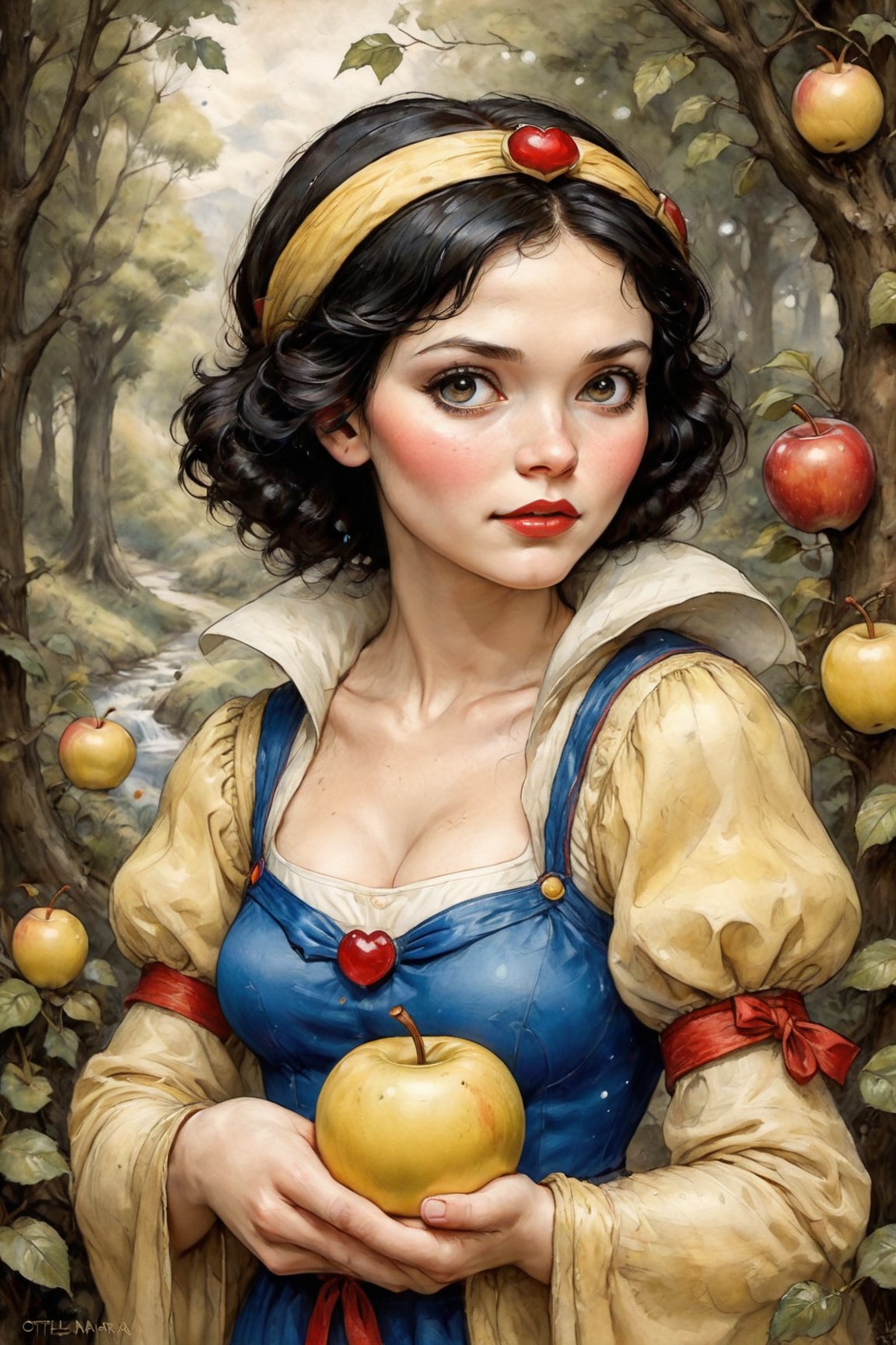 Portrait of Snow White by Milo Manara is a splendid reinterpretation of a character from classic fairy tales. Milo Manara's masterful use of bright colors and subtle details brings Snow White to life in a way that feels familiar and refreshingly original.
The portrait captures Snow White's eternal beauty and innocence, while simultaneously alluding to the strength and perseverance inherent in her character. The unique artistic style

by Ottley breathes new life into this beloved character...