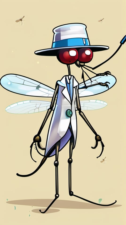 A mosquito wearing a doctor's hat,by Craola