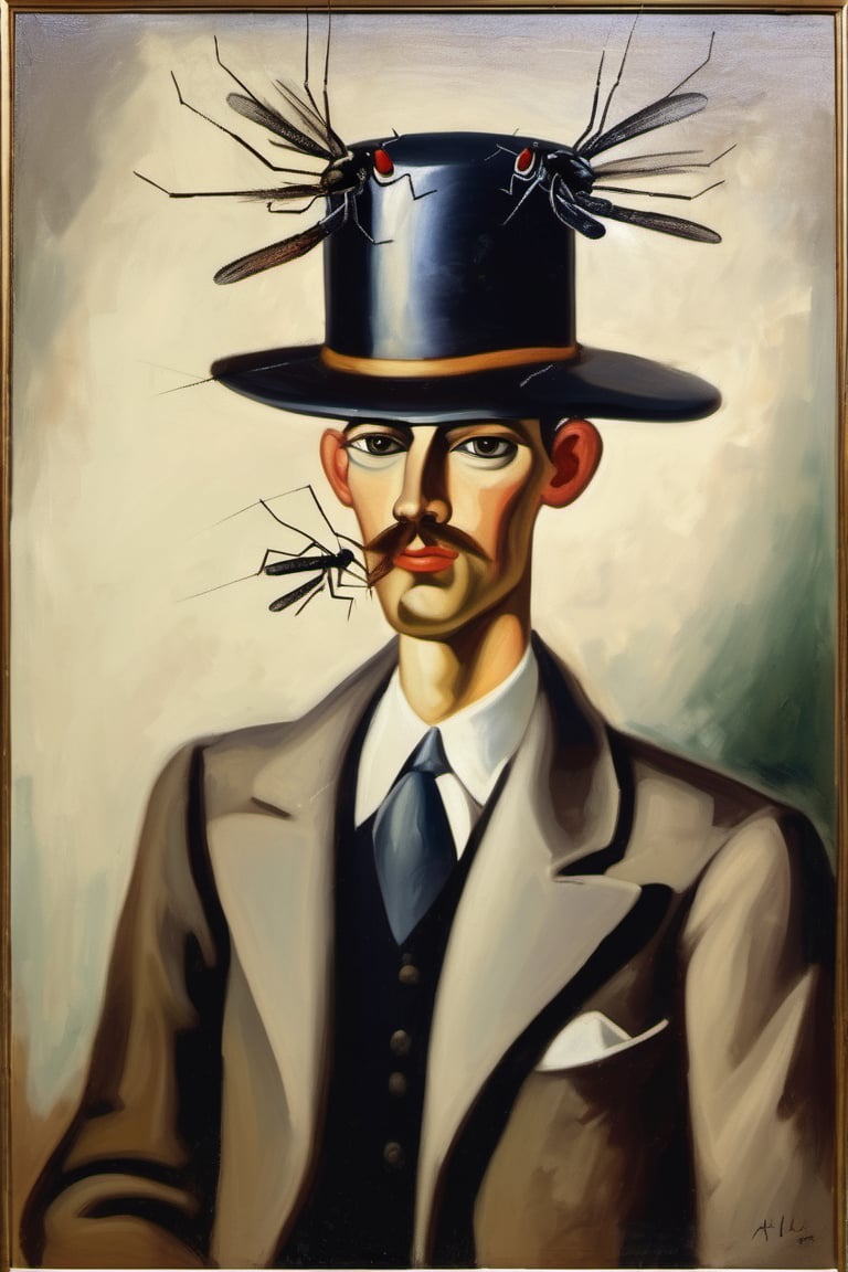 Mosquito wearing a gentleman hat,by Alice Bailly