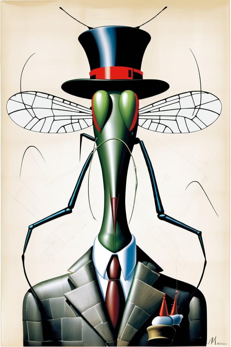 Mosquito wearing a gentleman hat,by Desmond Morris