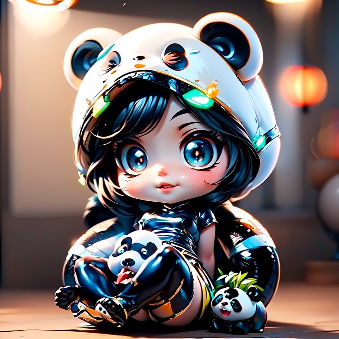 (1panda girl:1.3, solo), (a extremely pretty and beautiful panda girl), (Taoist:1.3), (25years old:1.0), (chibi emoto:1.3), (arms behind back between legs:1.3), ( attractive random posing:1.3), (at the concole room:1.3), (looking straight at you:1.3), (starring at you:1.3), (front view:1.3),
break,
beautiful eyes, princess eyes, (big eyes:1.3), (slender:1.1 ), (small-medium-breasts:0.95), (thin waist: 1.15), (detailed beautiful panda girl: 1.4), Parted lips, Red lips , full-make-up face, (shiny skin), ((Perfect Female Body )) , (full body:1.3), Perfect Anatomy, Perfect Proportions, (extremely cute and beautiful Panda face:1.3),
BREAK,
(View viewer, wearing a sexy Taoist uniform, (detailed elegant outfit:1.3), (red taoist uniform:1.3), detailed clothes,
BREAK,
(detailed cyber room background:1.2), (dark background), (Studio soft lighting: 1.3), (fake lights: 1.3), (backlight: 1.3), BREAK, (Realistic, Photorealistic: 1.37), (Masterpiece, Best Quality : 1.2), (Ultra High Resolution: 1.2 ), (RAW Photo: 1.2), (Sharp Focus: 1.3), (Face Focus: 1.2), (Ultra Detailed CG Unified 8k Wallpaper: 1.2), (Beautiful Skin: 1.2) , (pale Skin: 1.3), (Hyper Sharp Focus: 1.5), (Ultra Sharp Focus: 1.5), (Beautiful pretty face: 1.3), (super detailed background, detail background: 1.3), Ultra Realistic Photo, Hyper Sharp Image , Hyper Detail Image,cls_chibi