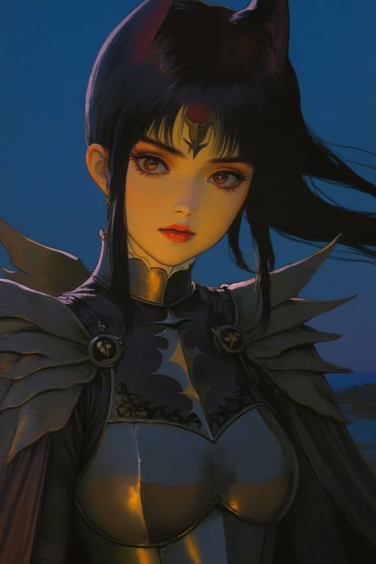 Best quality, masterpiece, The most beautiful dark knight woman portrait in 1980 anime style by Moebius, dark fantasy, black armor, retro anime, vintage anime, lineart , dark fantasy, dark mood, sexy woman, gothic, dramatic, cinematic, detailed, digital art , horror, dark theme,scary ,girl,danknis,horror,dark theme,1girl,red theme,scary