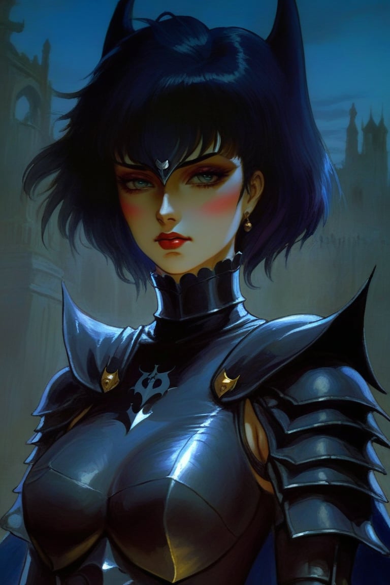 Best quality, masterpiece, The most beautiful dark knight woman portrait in 1980 anime style, dark fantasy, black armor, retro anime, vintage anime, lineart , dark fantasy, dark mood, sexy woman, gothic, dramatic, cinematic, detailed, digital art , horror, dark theme,scary ,girl,danknis,horror