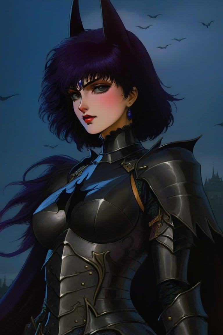 Best quality, masterpiece, The most beautiful dark knight woman portrait in 1980 anime style, dark fantasy, black armor, retro anime, vintage anime, lineart , dark fantasy, dark mood, sexy woman, gothic, dramatic, cinematic, detailed, digital art , horror, dark theme,scary 