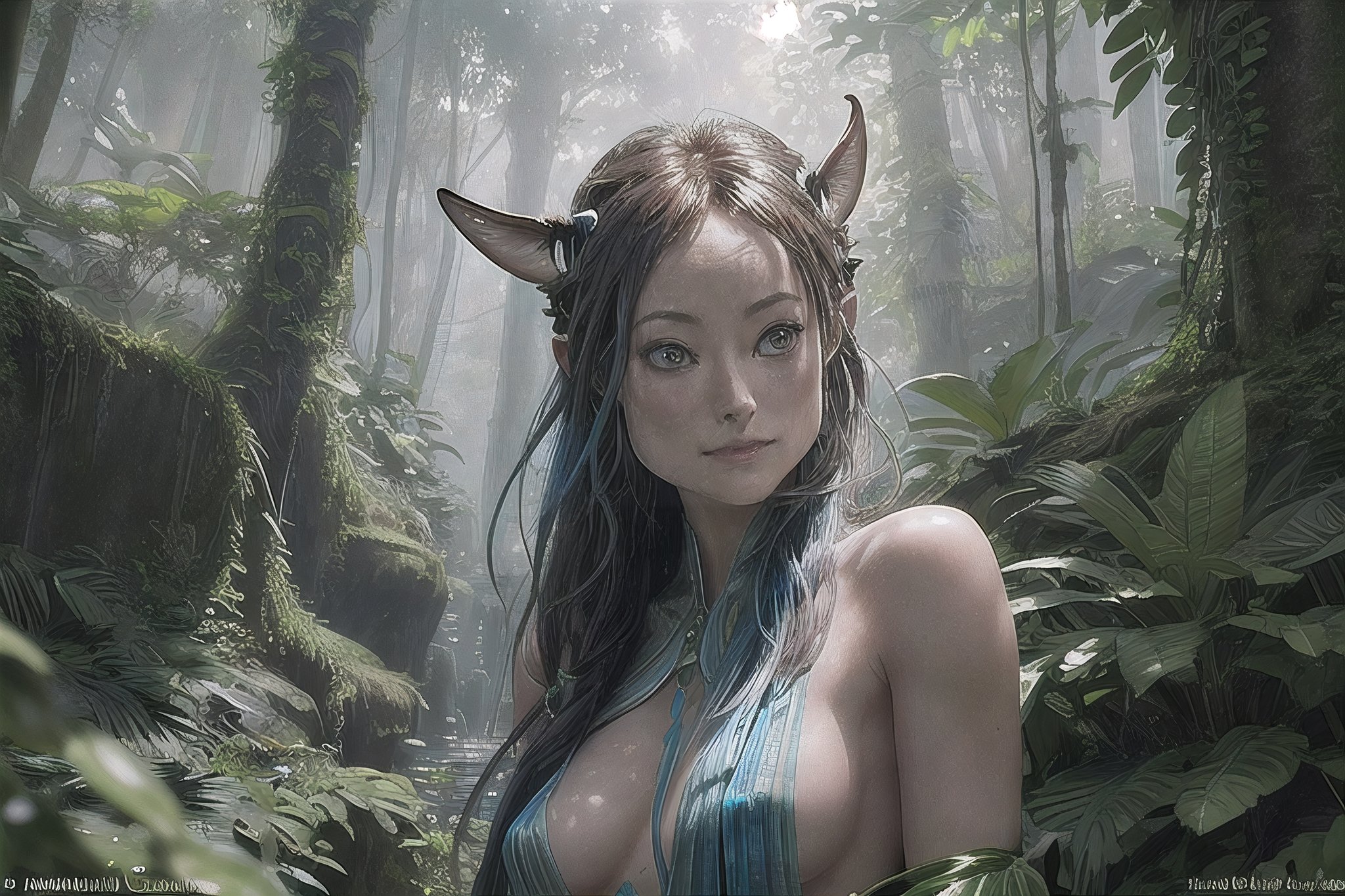 ((olivia wilde)) as actress to pose as Neytiri, a human-Na'vi hybrid living in Pandora, 0L1V14W-V1, surrounded by lush greenery and towering alien trees. trending on Artstation, 8k, masterpiece, by Greg Rutkowski, Ross Tran, WLOP, Andrei  wilde as actress to pose as Neytiri, a human-Na'vi hybrid living in Pandora, surrounded by lush greenery and towering alien trees. atmospheric lighting, stunning, brave. Eagle girl. By Makoto Shinkai, Stanley Artgerm Lau, WLOP, Rossdraws, James Jean, Andrei Riabovitchev, Marc Simonetti, krenz cushart, Sakimichan, D&D trending on ArtStation, digital ,Detailedface,High detailed, sks women,photo of perfecteyes eyes